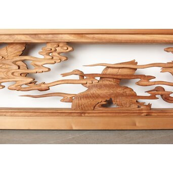 今井徳造 井波彫刻欄間 群鶴図 2枚1組　R0254Y 