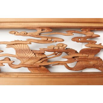 今井徳造 井波彫刻欄間 群鶴図 2枚1組　R0254Y 