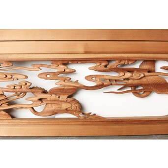 今井徳造 井波彫刻欄間 群鶴図 2枚1組　R0254Y 