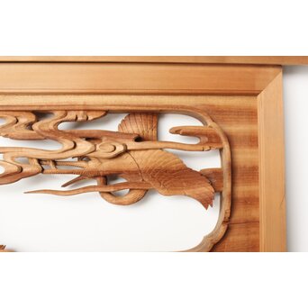 今井徳造 井波彫刻欄間 群鶴図 2枚1組　R0254Y 