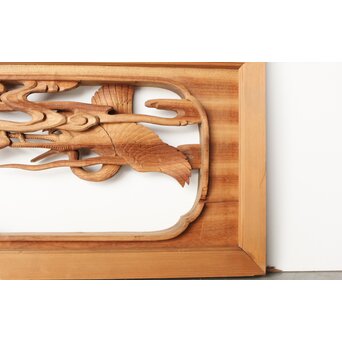 今井徳造 井波彫刻欄間 群鶴図 2枚1組　R0254Y 