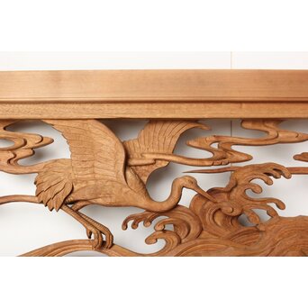 今井徳造 井波彫刻欄間 群鶴図 2枚1組　R0254Y 