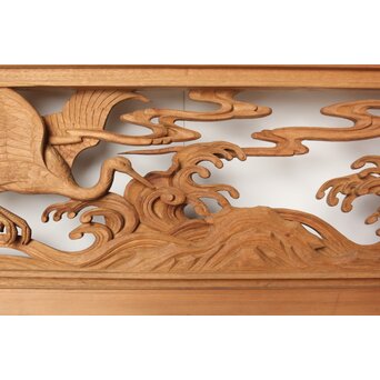 今井徳造 井波彫刻欄間 群鶴図 2枚1組　R0254Y 