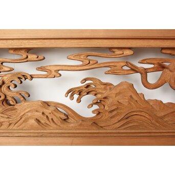 今井徳造 井波彫刻欄間 群鶴図 2枚1組　R0254Y 