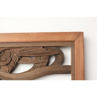 寺院欄間 荒波の鯉 2枚1組　R0255YD 