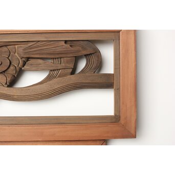 寺院欄間 荒波の鯉 2枚1組　R0255YD 