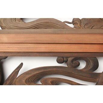 寺院欄間 荒波の鯉 2枚1組　R0255YD 