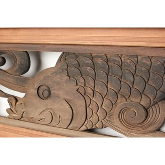 寺院欄間 荒波の鯉 2枚1組　R0255YD 