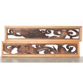 寺院欄間 荒波の鯉 2枚1組　R0255YD 