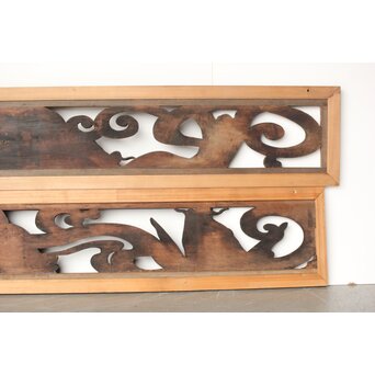 寺院欄間 荒波の鯉 2枚1組　R0255YD 