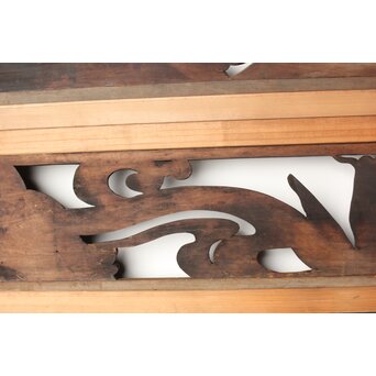 寺院欄間 荒波の鯉 2枚1組　R0255YD 