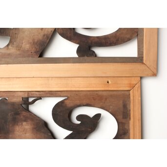 寺院欄間 荒波の鯉 2枚1組　R0255YD 