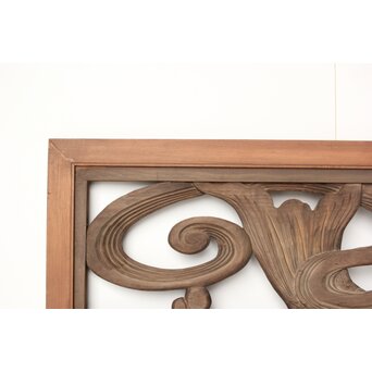 寺院欄間 荒波の鯉 2枚1組　R0255YD 