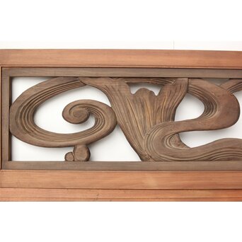 寺院欄間 荒波の鯉 2枚1組　R0255YD 