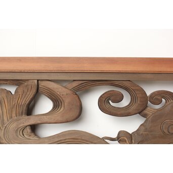 寺院欄間 荒波の鯉 2枚1組　R0255YD 