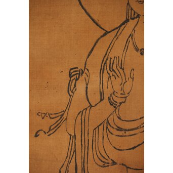 倣 菁々 鈴木其一 観音菩薩像 墨絵 絹本掛軸　Z336 
