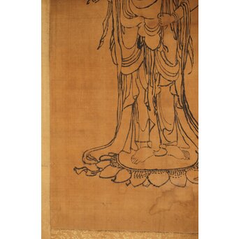 倣 菁々 鈴木其一 観音菩薩像 墨絵 絹本掛軸　Z336 