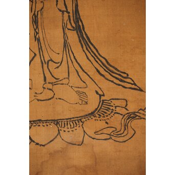 倣 菁々 鈴木其一 観音菩薩像 墨絵 絹本掛軸　Z336 