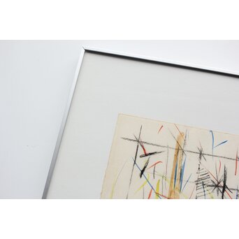 海老塚耕一 抽象画 アブストラクトA 額装 水彩 色鉛筆　A338 