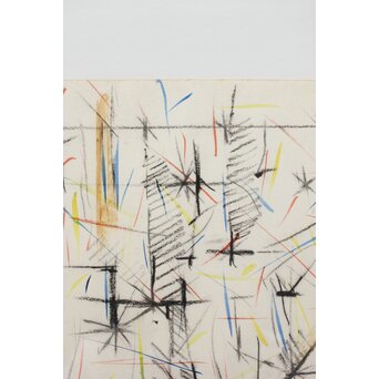 海老塚耕一 抽象画 アブストラクトA 額装 水彩 色鉛筆　A338 