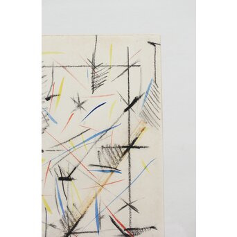 海老塚耕一 抽象画 アブストラクトA 額装 水彩 色鉛筆　A338 