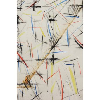 海老塚耕一 抽象画 アブストラクトA 額装 水彩 色鉛筆　A338 