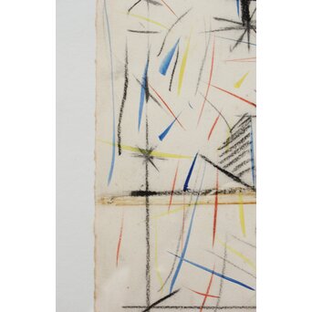 海老塚耕一 抽象画 アブストラクトA 額装 水彩 色鉛筆　A338 