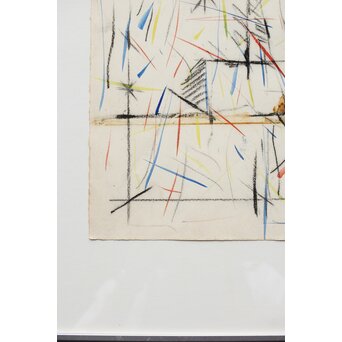 海老塚耕一 抽象画 アブストラクトA 額装 水彩 色鉛筆　A338 