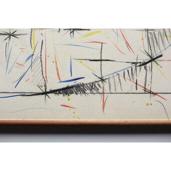 海老塚耕一 抽象画 アブストラクトB 額装 水彩 色鉛筆　A339 