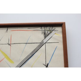 海老塚耕一 抽象画 アブストラクトB 額装 水彩 色鉛筆　A339 