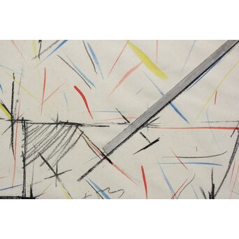 海老塚耕一 抽象画 アブストラクトB 額装 水彩 色鉛筆　A339 