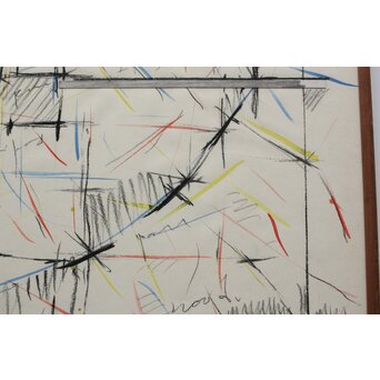 海老塚耕一 抽象画 アブストラクトB 額装 水彩 色鉛筆　A339 