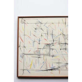 海老塚耕一 抽象画 アブストラクトB 額装 水彩 色鉛筆　A339 