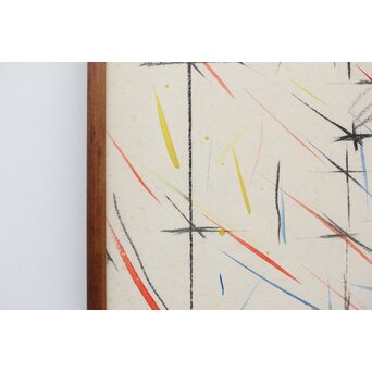 海老塚耕一 抽象画 アブストラクトB 額装 水彩 色鉛筆　A339 