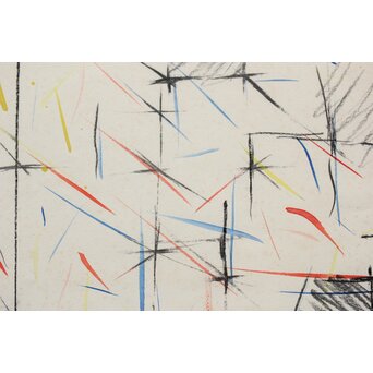 海老塚耕一 抽象画 アブストラクトB 額装 水彩 色鉛筆　A339 