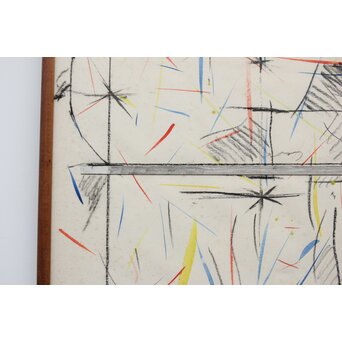 海老塚耕一 抽象画 アブストラクトB 額装 水彩 色鉛筆　A339 