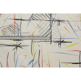 海老塚耕一 抽象画 アブストラクトB 額装 水彩 色鉛筆　A339 