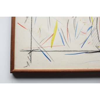 海老塚耕一 抽象画 アブストラクトB 額装 水彩 色鉛筆　A339 