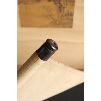 鉄翁祖門 南画山水 絹本軸装　Z341 