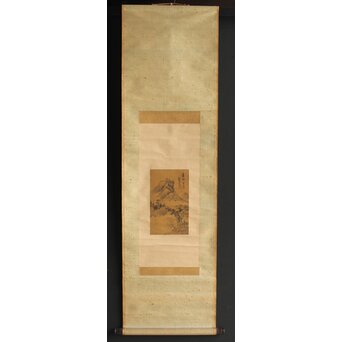 鉄翁祖門 南画山水 絹本軸装　Z341 