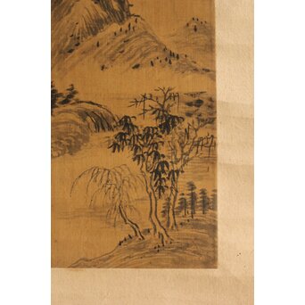 鉄翁祖門 南画山水 絹本軸装　Z341 