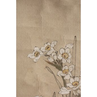 倣 顔伯龍/颜伯龙 水仙図 紙本軸装　Z343 