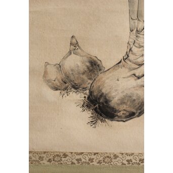 倣 顔伯龍/颜伯龙 水仙図 紙本軸装　Z343 