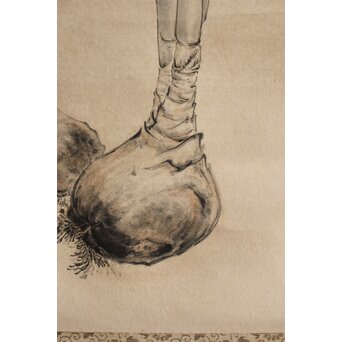 倣 顔伯龍/颜伯龙 水仙図 紙本軸装　Z343 