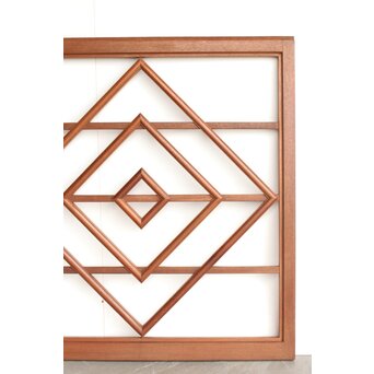 障子用チーク材幾何学紋建具 2枚1組　F244 