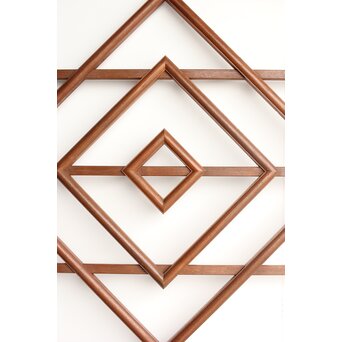 障子用チーク材幾何学紋建具 2枚1組　F244 