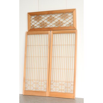 両面ガラス 白木書院欄間 3枚1組　R0256