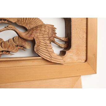 鶴松 木彫欄間 2枚1組　R0258 