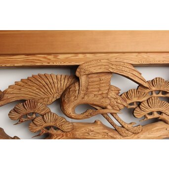 鶴松 木彫欄間 2枚1組　R0258 