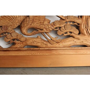 鶴松 木彫欄間 2枚1組　R0258 